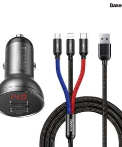 Tẩu Sạc Ô Tô Baseus 3 Trong 1 Đa Năng